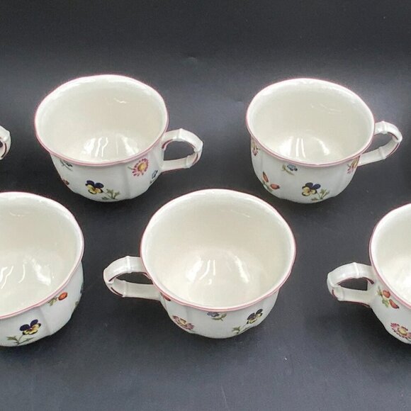 Set of 7 Villeroy & Boch Petite Fleur Cup Teacup Floral Red Trim - Picture 5 of 8